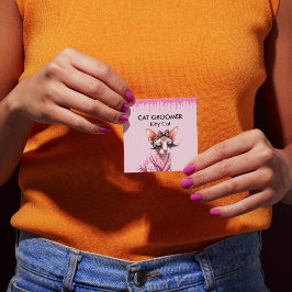 Sphynx Cat Groomer Sitter Rosa Glitter-drivning Fyrkantigt Visitkort