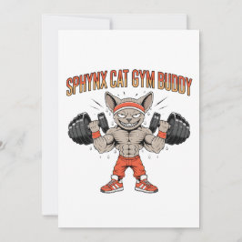 Sphynx Cat Gym Buddy Cartoon Fitness Art Julkort