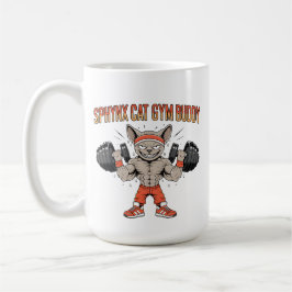 Sphynx Cat Gym Buddy Cartoon Fitness Art Kaffemugg