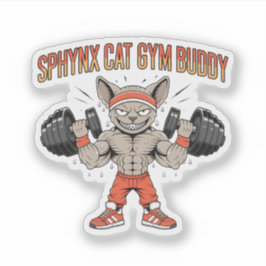 Sphynx Cat Gym Buddy Cartoon Fitness Art Klistermärken