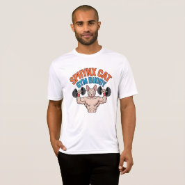 Sphynx Cat Gym Buddy Muscular Cartoon Art T Shirt