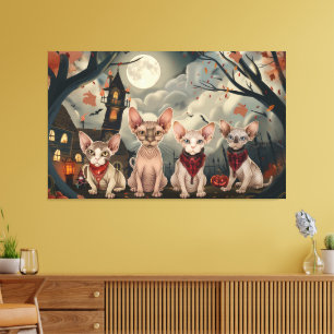 Sphynx Cat Halloween Spooky Canvastryck