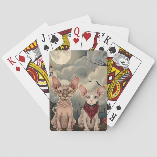 Sphynx Cat Halloween Spooky Casinokort (Baksidan)