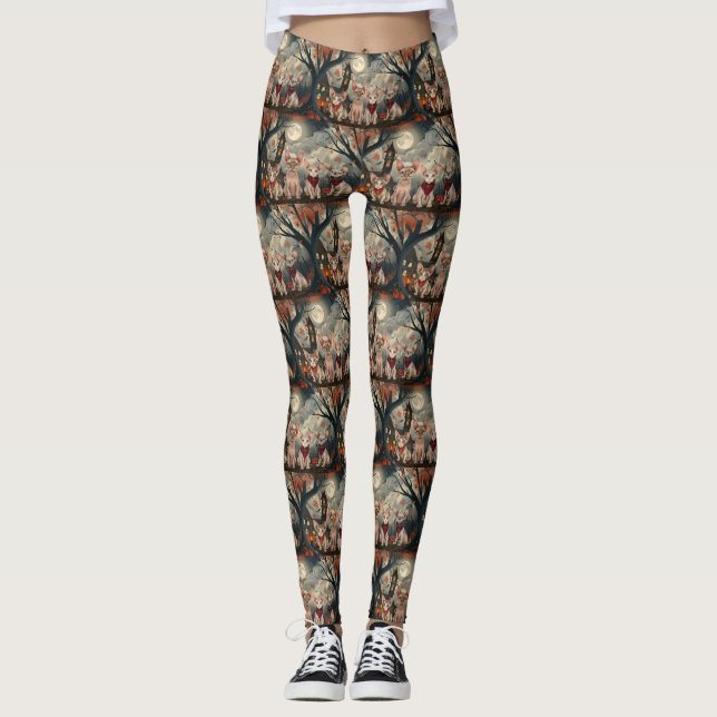 Sphynx Cat Halloween Spooky Leggings (Framsida)