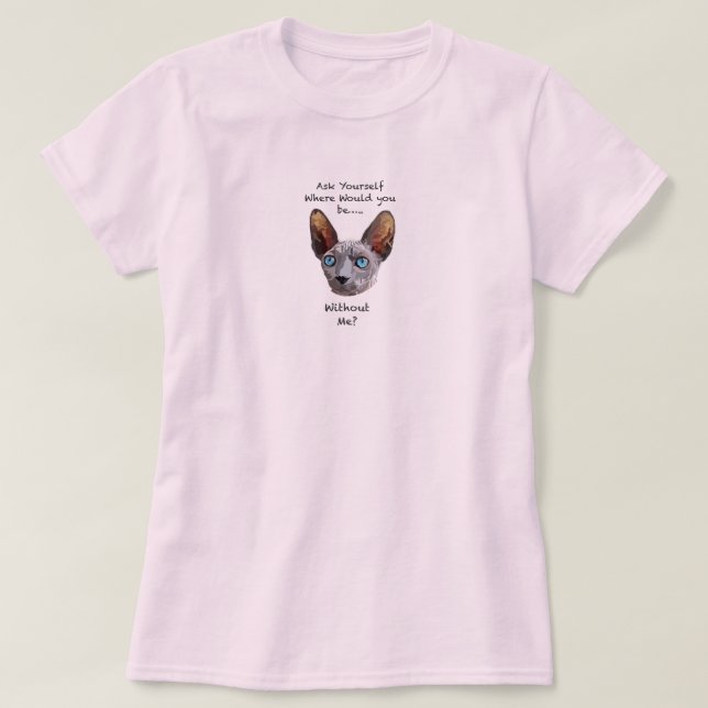 Sphynx Cat Hand plockade Digital Art T Shirt (Design framsida)