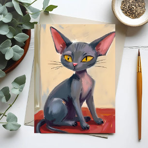 Sphynx Cat Hårfri katt Husdjur Akvarell Vykort