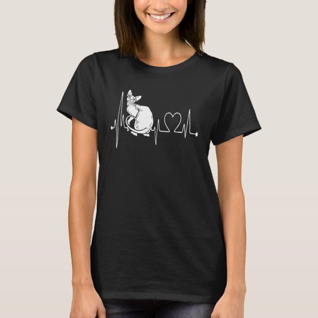 Sphynx Cat Heartslag i Kärlek Mina hårlösa katter T Shirt (Framsida)