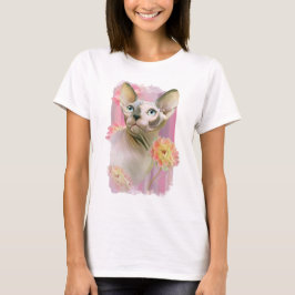 Sphynx Cat i blommor. T-shirt