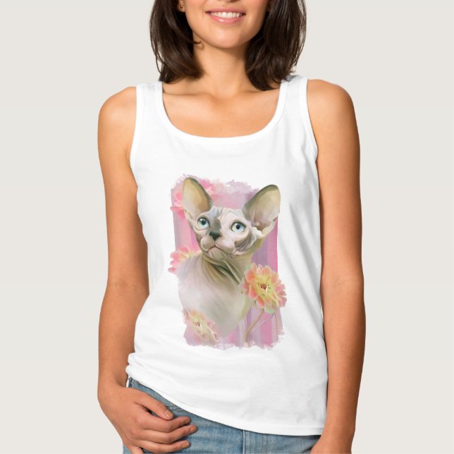 Sphynx Cat i blommor. Tee (Framsida)