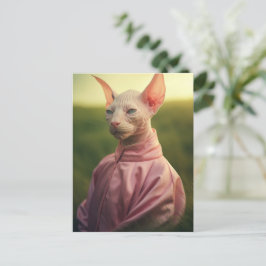 Sphynx Cat in Outfit – Playful Nature Art Vykort