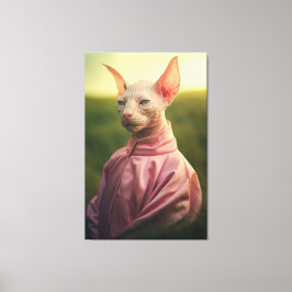 Sphynx Cat in Outfit – Vibrant Nature Scene Canvastryck