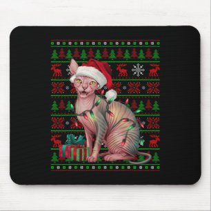 Sphynx Cat Julafton Ljus Ugly Santa Hat Sphynx Cat Musmatta
