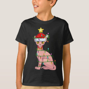 Sphynx Cat Lighting Julafton Träd Matching Sphynx T Shirt