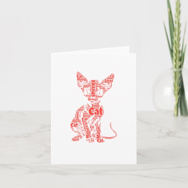 Sphynx Cat Lives Ord Cloud Silhouette Sticker Kort (Framsida)