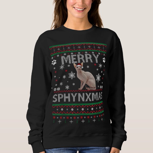 Sphynx Cat Lover jul Ugly Julafton Sweater Sphyn T Shirt (Framsida)