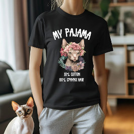 Sphynx Cat Lover's Pajama Design med Blommigt Kron T Shirt