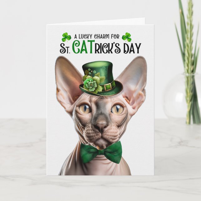 Sphynx Cat Lucky Charm St CATricks dag Helgkort (Framsida)