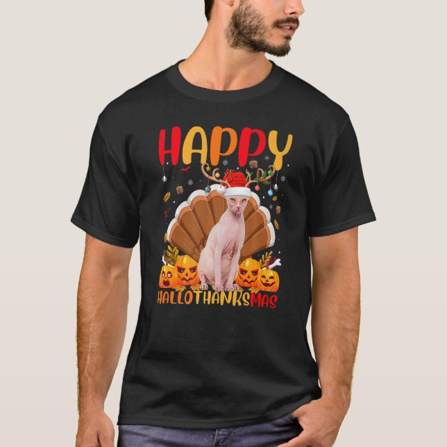Sphynx Cat Lycklig Sphynx Cat Hellothanksmas T Shirt (Framsida)
