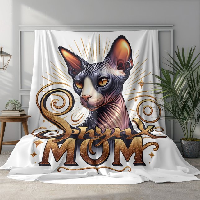 Sphynx Cat Mamma Blanket Mors dag Fleecefilt (Personalized Sphynx Cat Mom Fleece Blanket)