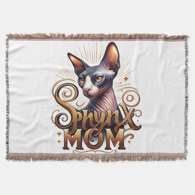 Sphynx Cat Mamma Crazy Cat Dam Throw Blanket Filt (Framsidan)