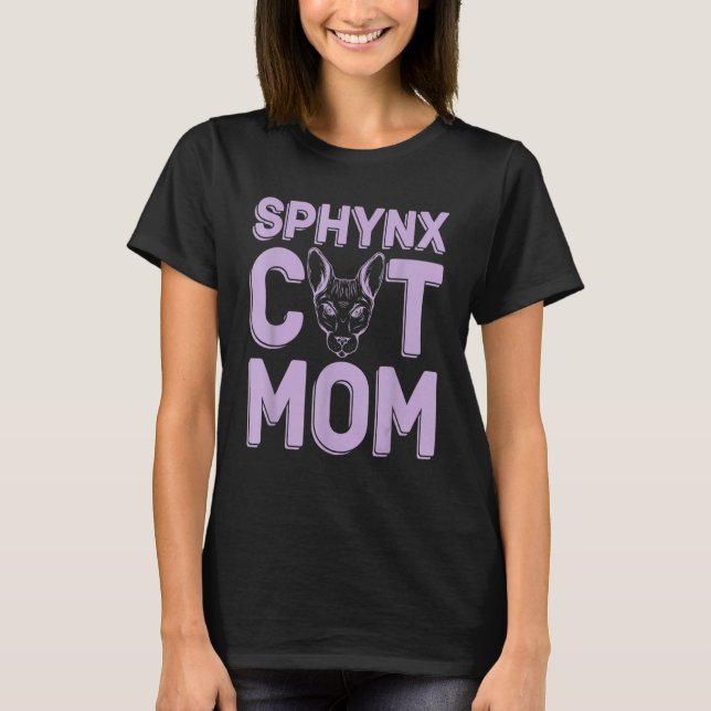 Sphynx Cat Mamma Sphinx Hårlös avkomma T Shirt (Framsida)