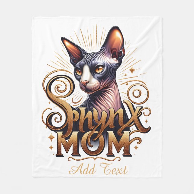 Sphynx Cat Mamma Throw Fleece Blanket Crazy Cat Da (Framsidan)