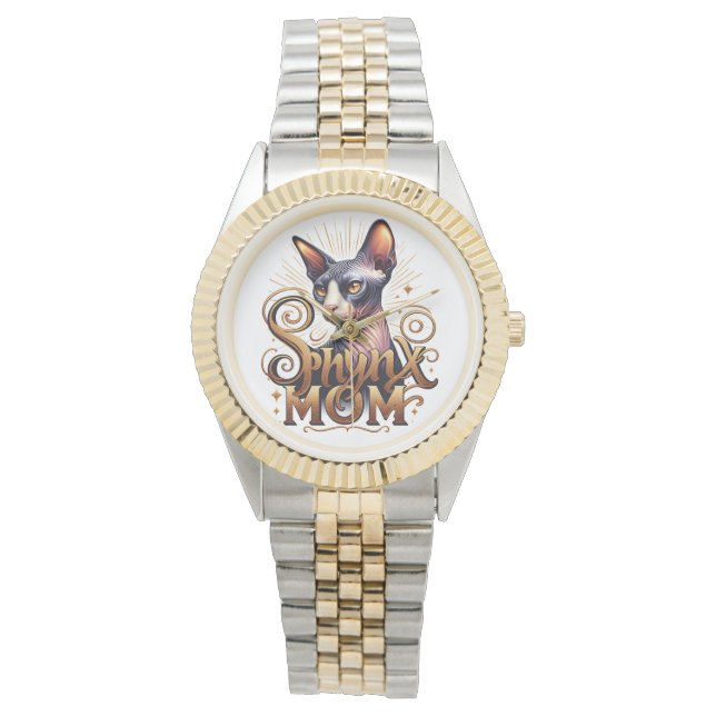 Sphynx Cat Mamma Watch Mors dag Silver Guld Armbandsur (Framsida)
