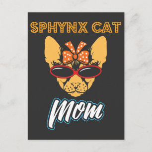 Sphynx Cat Mamma Wears Vintage Bandana Vykort