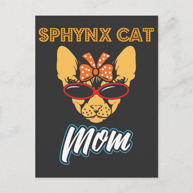 Sphynx Cat Mamma Wears Vintage Bandana Vykort (Framsida)