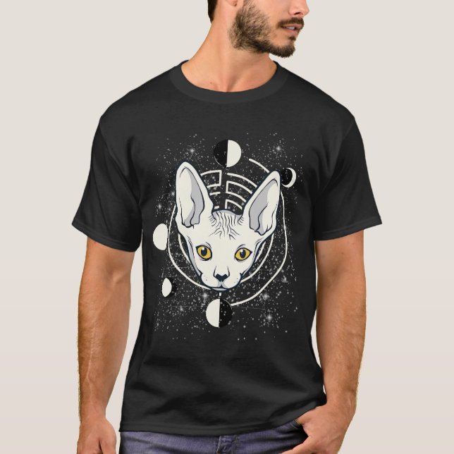 Sphynx Cat Måne Phase Gothic T Shirt (Framsida)