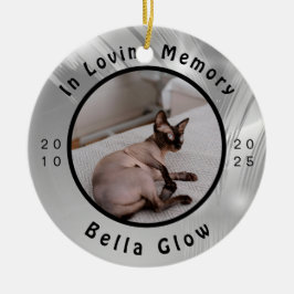 Sphynx Cat Memorial Silver Remembrance Art Julgransprydnad Keramik