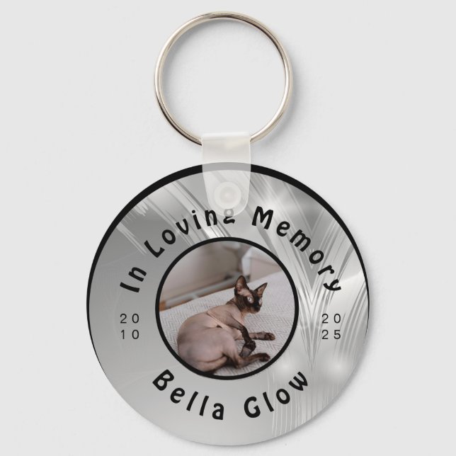 Sphynx Cat Memorial Silver Remembrance Art Nyckelring (Framsida)