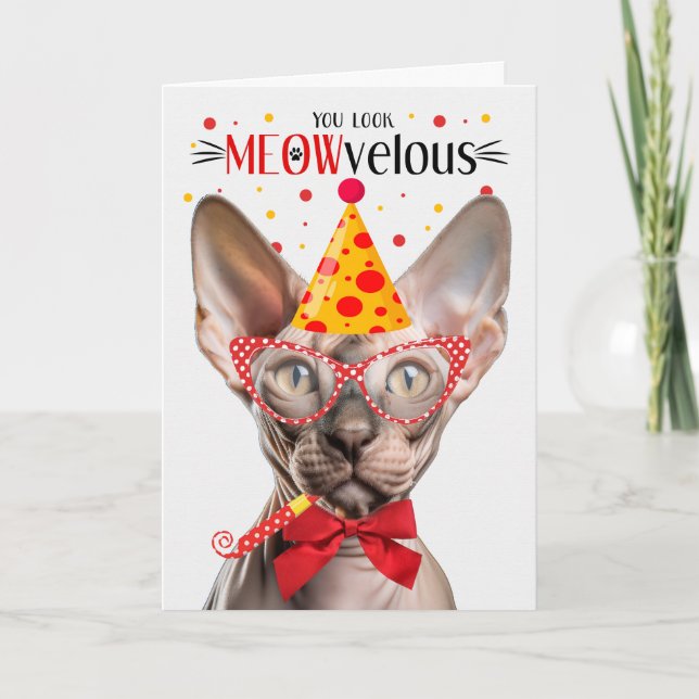 Sphynx Cat MEOWvelous Birthday Kort (Framsida)