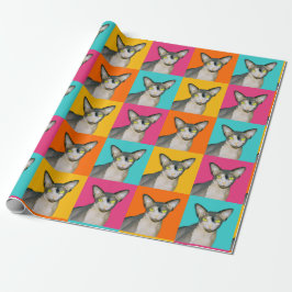 Sphynx Cat Ninja Pop Art Squares Gift Presentpapper