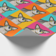 Sphynx Cat Ninja Pop Art Squares Gift