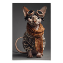 Sphynx cat Pilot Aviator Cool Funny Aviation Fototryck