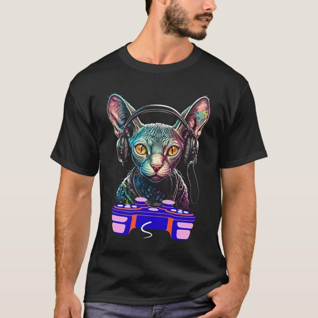 Sphynx Cat Player Animal Video Gamer Manar K T Shirt (Framsida)
