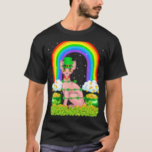 Sphynx Cat Rainbow Shamrock Sphynx Cat St Patric T Shirt