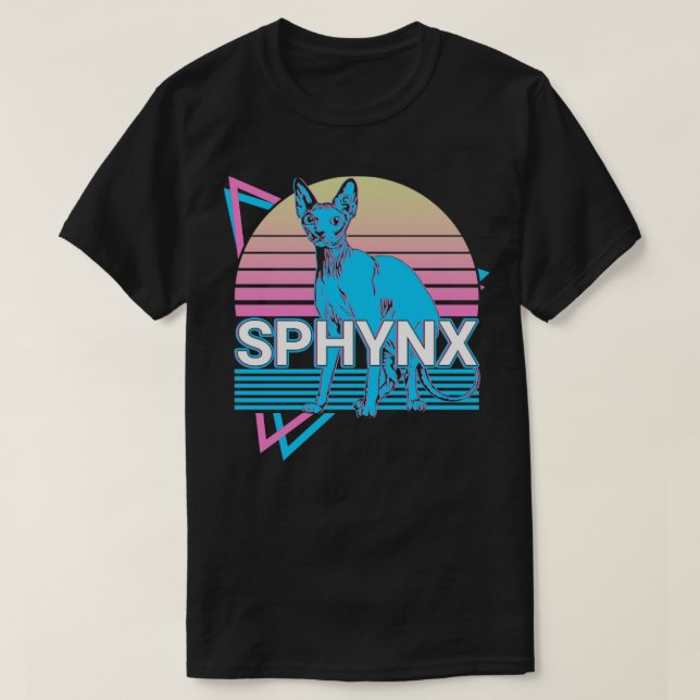Sphynx Cat Retro T Shirt (Design framsida)