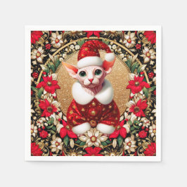 Sphynx Cat Santa Elf by AI Pappersservett