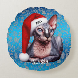 Sphynx Cat Söt Blue-jul Rund Kudde