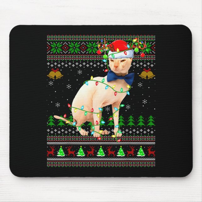 Sphynx Cat Ugly Christmas Sweaters Holiday Santa C Musmatta (Framsidan)