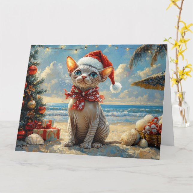 Sphynx Cat-Vintagen - Beach Kort (Gul blomma)