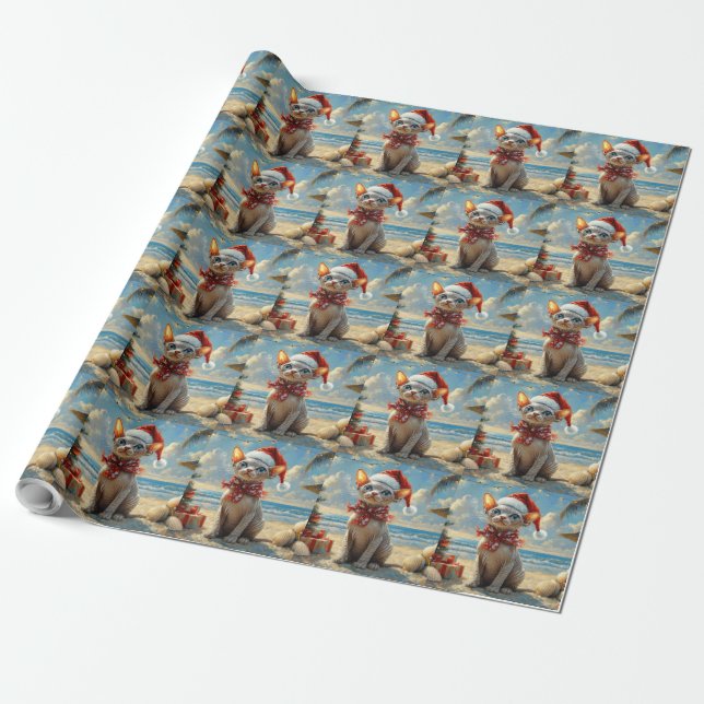 Sphynx Cat-Vintagen - Beach Presentpapper (Utrullad)