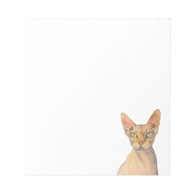 Sphynx Cat Watercolor Porträtt Anteckningsblock (Framsida)