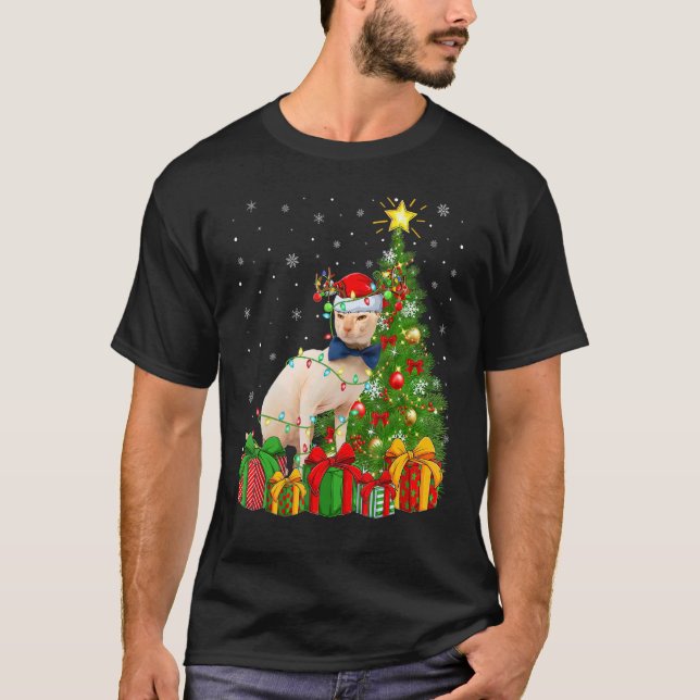 Sphynx Cat   Xmas Lights Santa Sphynx Cat Christma T Shirt (Framsida)