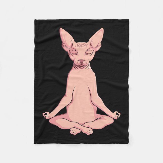 Sphynx Cat Yoga Meditation Breeder Hairless Pet Lo Fleecefilt (Framsidan)