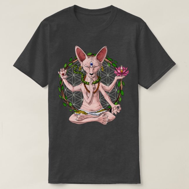 Sphynx Cat Yoga T Shirt (Design framsida)