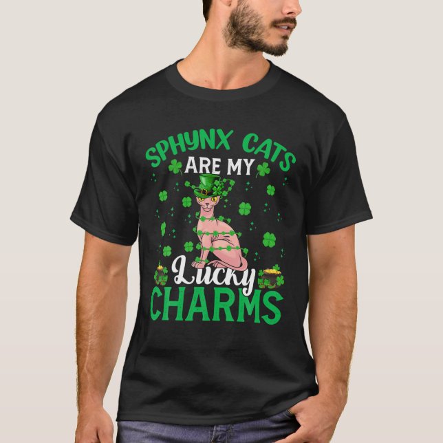 Sphynx Cats är min Lucky Charms Sphynx Cat St Patr T Shirt (Framsida)