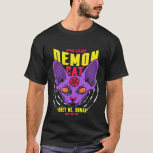 Sphynx Demon Cat Pentagram Occult Satan T Shirt